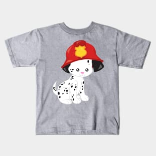 Fireman Dog, Cute Dog, Puppy, Doggo, Dalmatian Kids T-Shirt